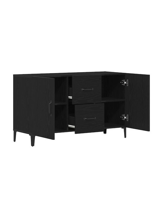 Sideboard Wooden with Drawers Black Oak 100x36x60cm