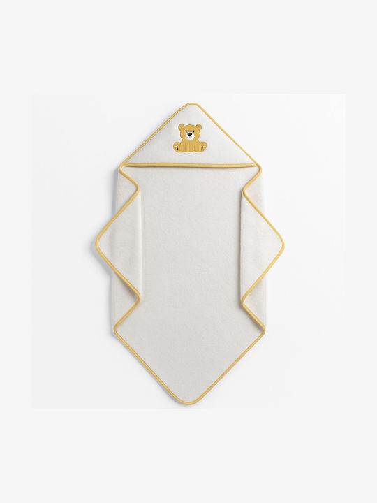 Beboulino Baby Hooded Towel with Hood Bear Yellow 90x90cm