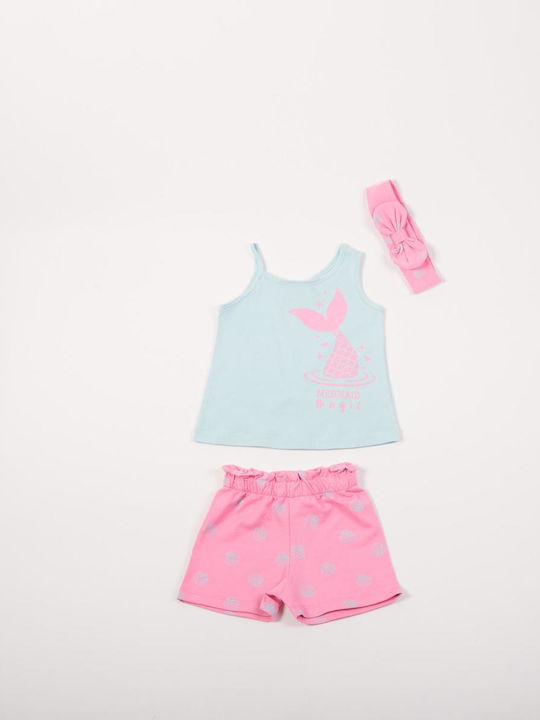 Trax Set Pentru Copii Cu Pantaloni Scurți Albastru Deschis 3 Bucăți