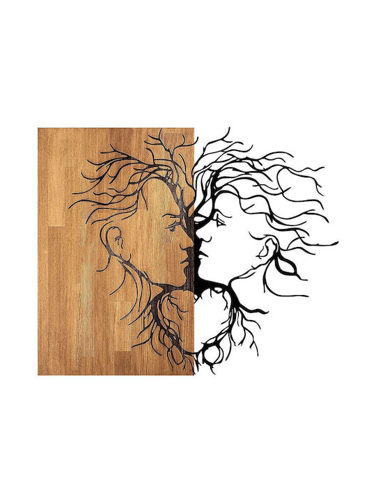 Asir Group 3D Mixed Art Love Brown Wooden Wall Decor 96x3x79cm