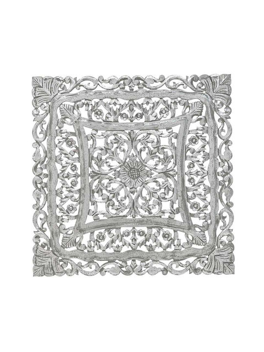 Inart Wall Decor Silver Wooden 90x4x90cm