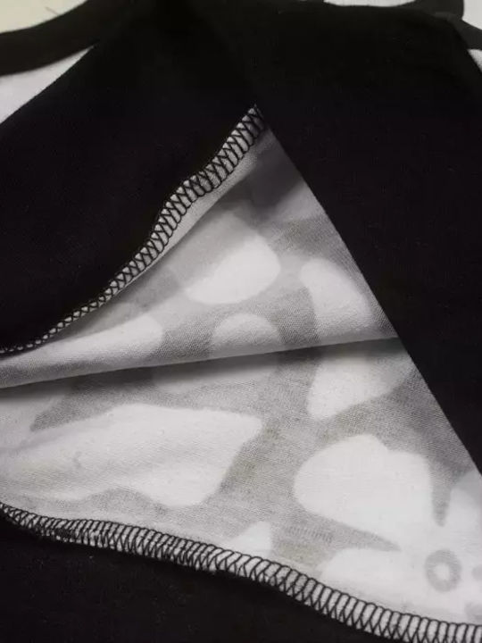 Kids' Set with Leggings Summer 3pcs Black and white