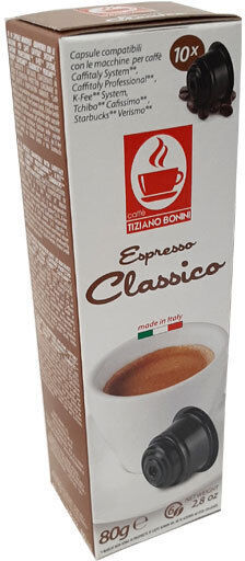 Tiziano Bonini Kapseln Espresso Corposo Kompatibel mit Maschine Kafitaly 10Mützen
