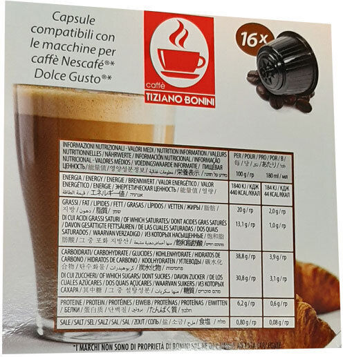 Tiziano Bonini Kapseln Espresso Caffe Latte Kompatibel mit Maschine Dolce Gusto 16Mützen