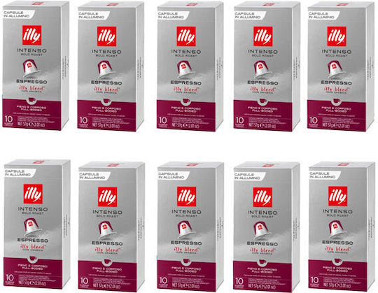 Illy Κάψουλες Espresso Intenso Συμβατές με Μηχανή Nespresso 100caps