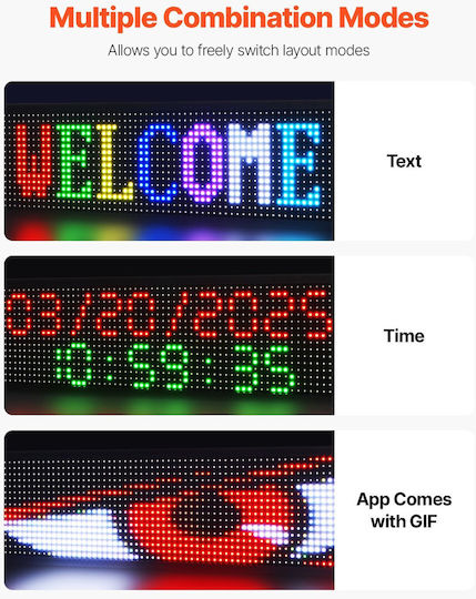 Vevor 40x8 Inch Programmable LED Sign Scrolling Digital Display P10 Color