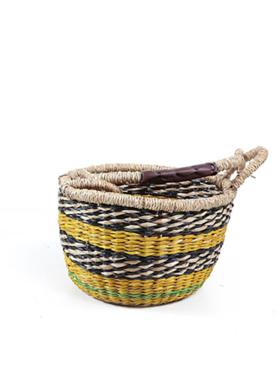 Soulworks Brandy Decorative Basket Wicker with Handles Colorful 20x20x14cm