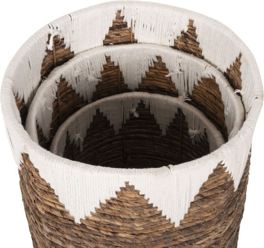 HomeMarkt Комплект Декоративни Кошници От Слама с Дръжки Кафяви 33x33x45см 3 Бройки