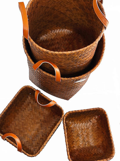 Dekorativer Korb Bamboo mit Griffen Braun 21x19x14cm