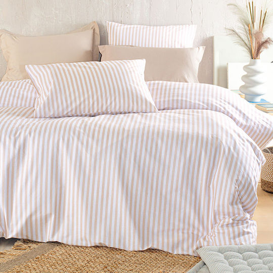 Rythmos Duvet Cover Set Cotton Single with Pillowcase 160x250 Eloise Beige