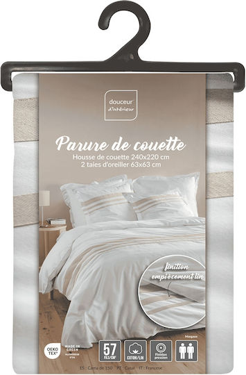 Douceur d'Intérieur Duvet Cover Set Queen with 2 Pillowcases 220x240 Margaux White