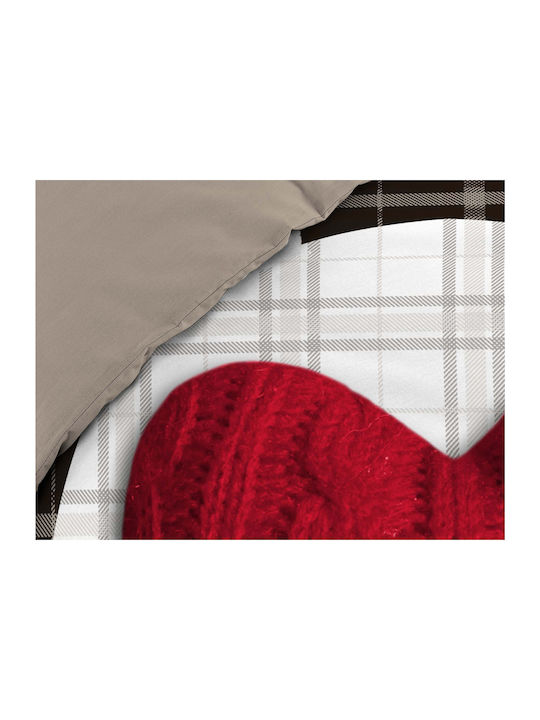 Douceur d'Intérieur Duvet Cover Set Cotton Queen with 2 Pillowcases 220x240 Love Mountain Brown
