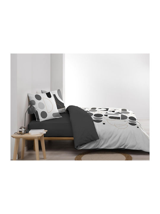 Douceur d'Intérieur Bettbezug-Set Baumwolle Übergröße mit 2 Kissenbezügen 220x240 Chilipop Gray