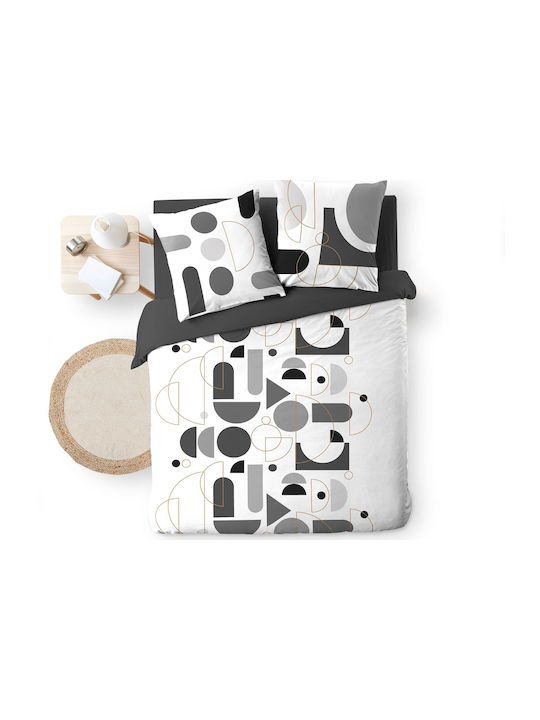 Douceur d'Intérieur Bettbezug-Set Baumwolle Übergröße mit 2 Kissenbezügen 220x240 Chilipop Gray
