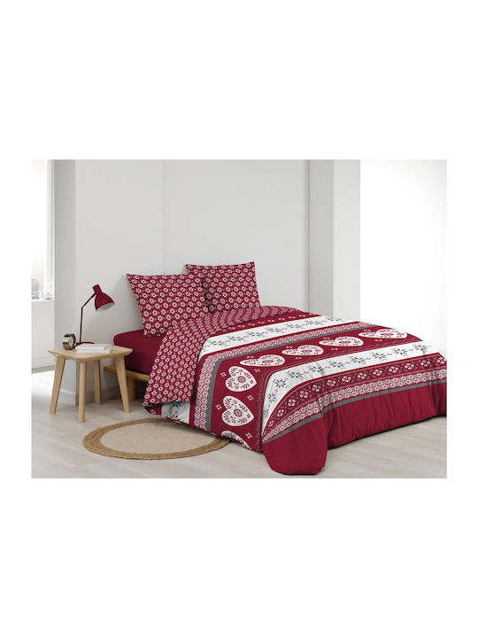 Douceur d'Intérieur Duvet Cover Set Cotton Queen with 2 Pillowcases 220x240 Alpage Burgundy
