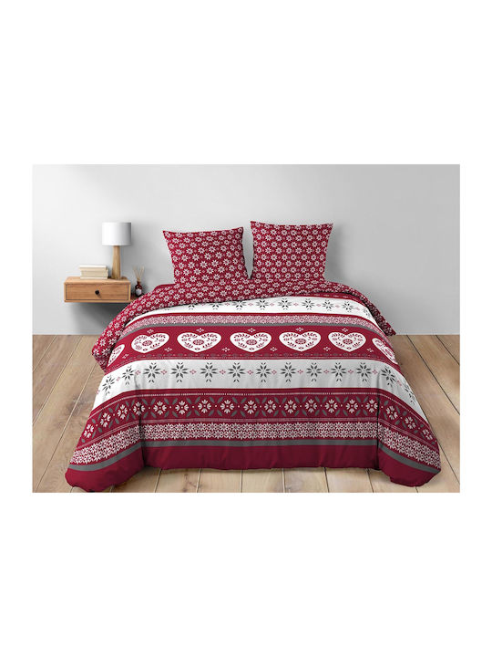 Douceur d'Intérieur Duvet Cover Set Cotton Queen with 2 Pillowcases 220x240 Alpage Burgundy
