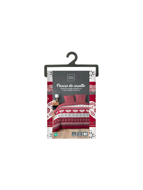 Douceur d'Intérieur Duvet Cover Set Cotton Queen with 2 Pillowcases 220x240 Alpage Burgundy