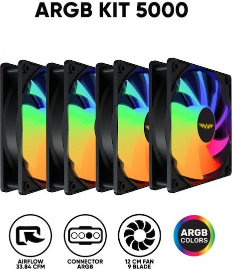 Armaggeddon S1 Case Fan 120mm 1200rpm 33.84cfm with ARGB Lighting and 4-Pin Molex Connection