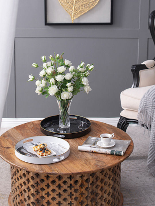 Artekko Διακοσμητικός Δίσκος Hölzernes Dekorative Tabletts "Quinn" Set/2 35x35x4 Rund 2Stück