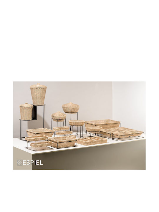 Espiel Wicker Rectangular Decorative Tray 25x25x16cm