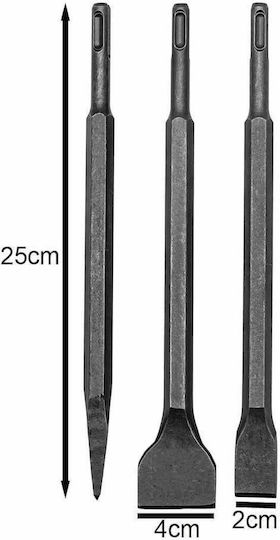 Set Pointed Chisel & Chisel Bits 250mm with SDS Plus Socket 3pcs