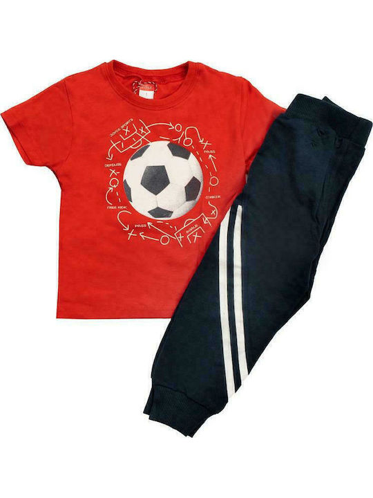Set pentru copii cu pantaloni Vară 2buc Roșu Football