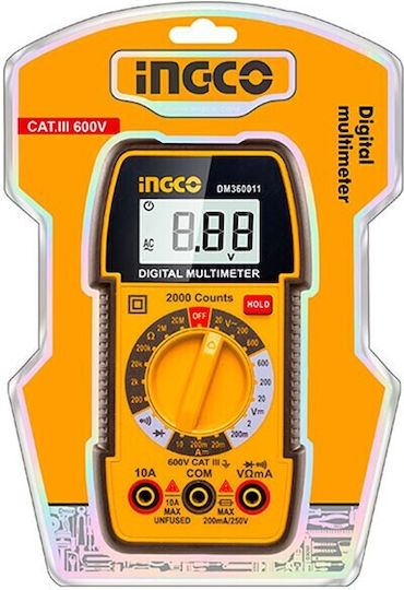 Ingco Ψηφιακό Πολύμετρο True RMS με Μέτρηση AC / DC / Αντίστασης DM360011