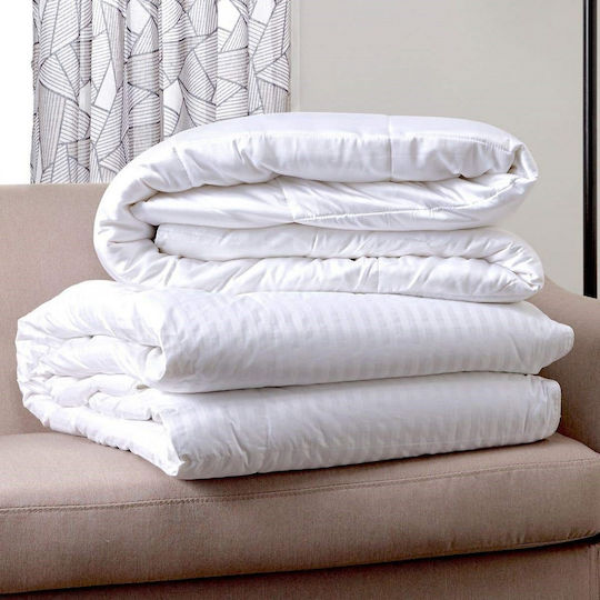 Le Blanc Summer Duvet Dobby Stripe Blanket Hotel Queen Size L240xW200cm. White