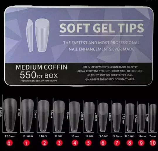 Soft Gel Tips Νυχιών Διάφανα 550τμχ PROF-9932