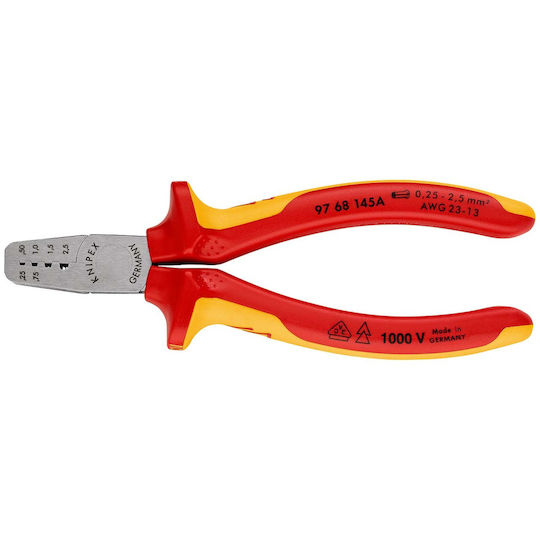 Knipex Crimping Pliers For Cross-Section 0.25 - 2.5mm² With Insulation Length 145mm