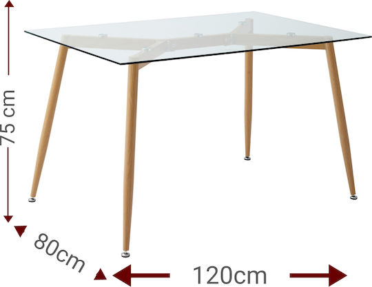 Fiorino Glass Masă Sala de mese cu Suprafață Sticlată 120x80x75buc
