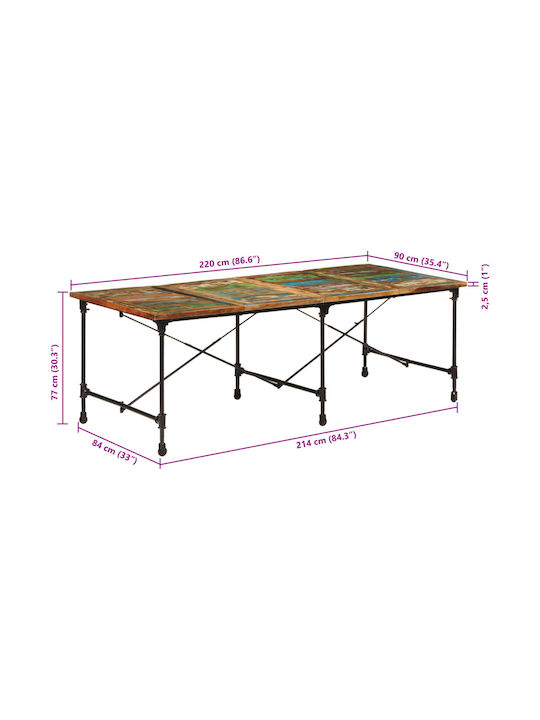 Tisch Speisesaal aus Massivholz & Metall Coffee 220x90x77cm