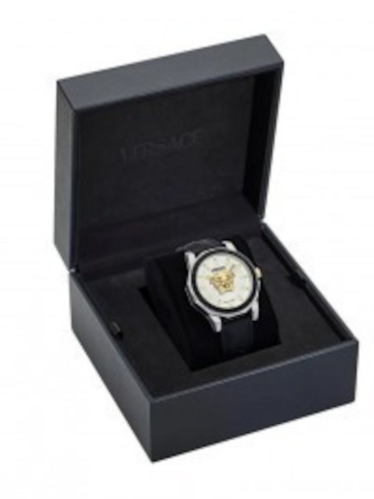 Medusa Deco Ανδρικό Ρολόι 43mm Μπαταρίας με Μαύρο Δερμάτινο Λουράκι