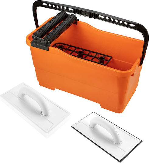 Tiling Set Container Grid Rollers 25l Rubber Trowel Soft Sponge Trowel