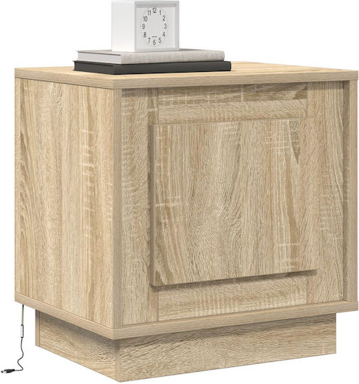 Bedside Table with Fabric Upholstery Sonoma Oak 44x34.5x45cm