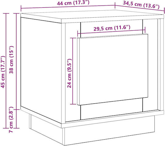 Bedside Table with Fabric Upholstery Sonoma Oak 44x34.5x45cm