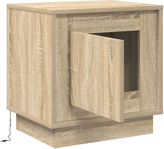 Bedside Table with Fabric Upholstery Sonoma Oak 44x34.5x45cm