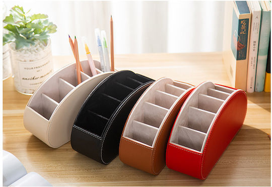 Ebest 5-Slot Black Leather Remote Control Holder