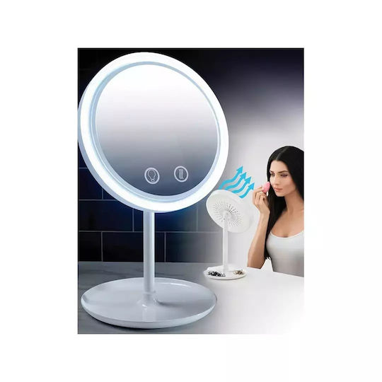 Oglindă de machiaj cu lumină și ventilator