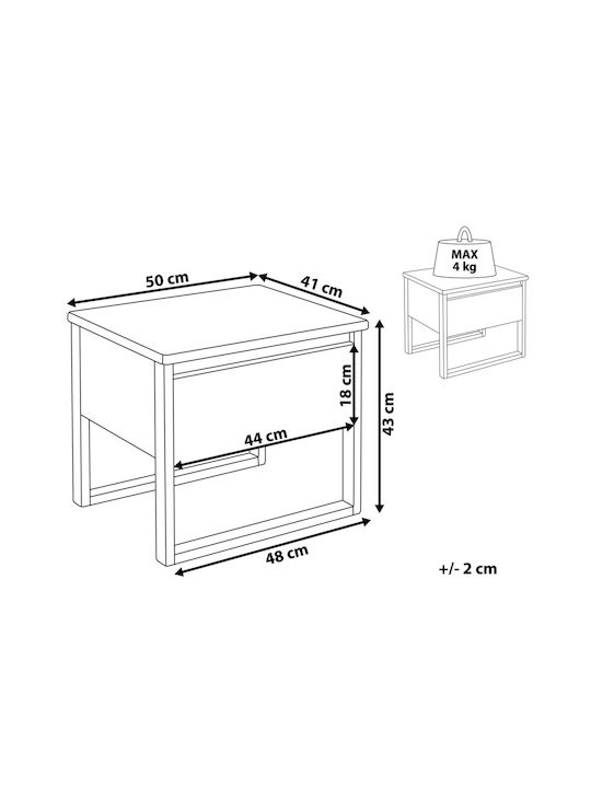 Beliani Wooden Bedside Table Dark Wood Giulia
