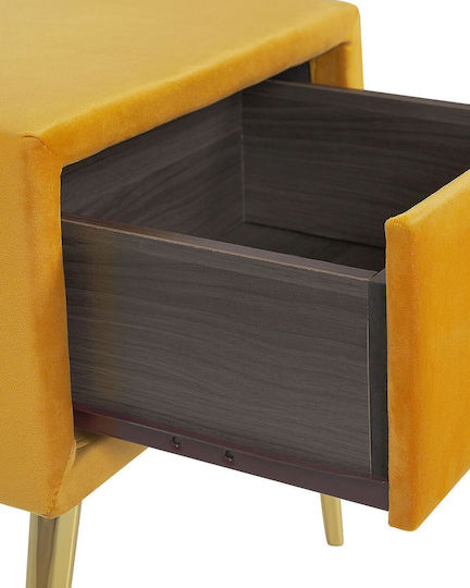 Beliani Flayat Yellow Velvet Bedside Table