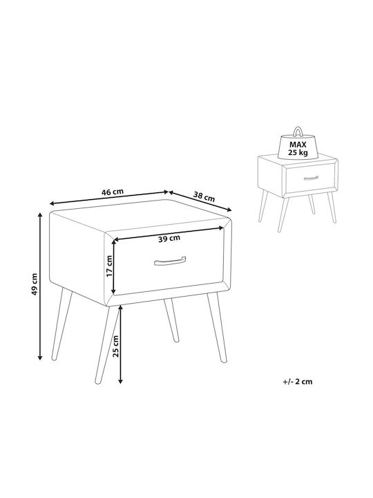Beliani Flayat Yellow Velvet Bedside Table