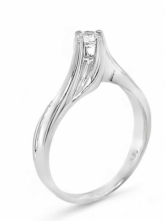 Xryseio Единичен камък от Бяло злато 14K