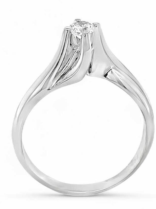 Xryseio Единичен камък от Бяло злато 14K