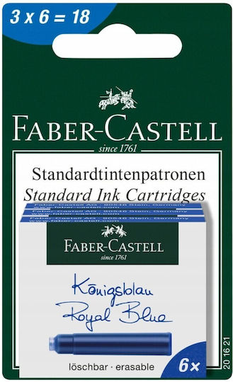 Faber-Castell 18 Ανταλλακτικά Μελάνια για Στυλό Fine Μπλε