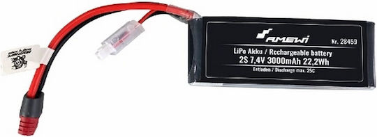Amewi Μπαταρία Li-Po 7.4V 3000mAh 25C 2S T-Plug για Τηλεκατευθυνόμενο 2τμχ