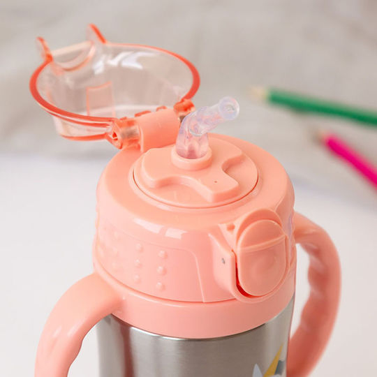 Kiokids My Little Unicorn Kinder Trinkflasche Thermos Einhorn Rostfreier Stahl mit Stroh Rosa 280ml
