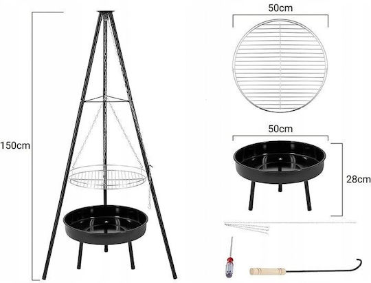 King Camp Tripod Grill Fire Pit Garden Stand Grate