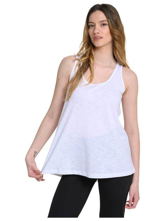 Γυναικείο Αθλητικό Crop Top Αμάνικο Λευκό