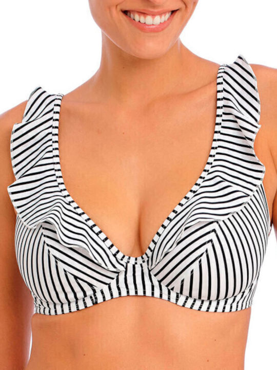 Underwire Bikini Bra with Ruffles Jewel Cove with Adjustable Straps Multicolour Striped